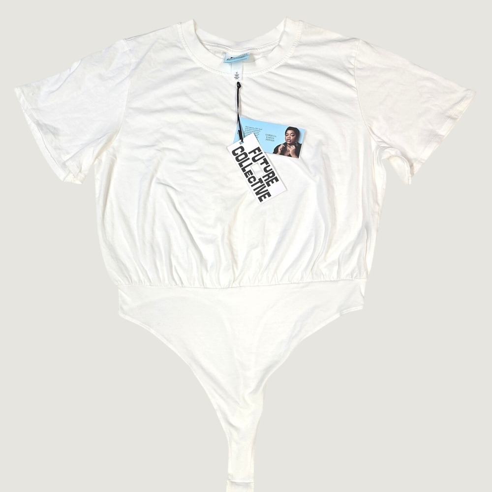 Future Collective Gabriella Karefa-Johnson White Short Sleeve Bodysuit Medium